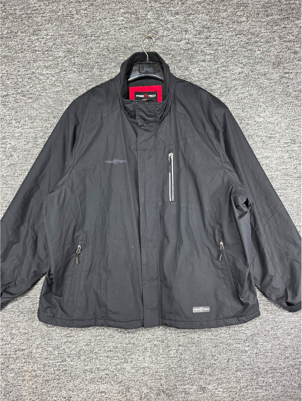 Free Tech Men's Black Full Zip Jacket Stand-Up Collar Logo Big & Tall 3XL